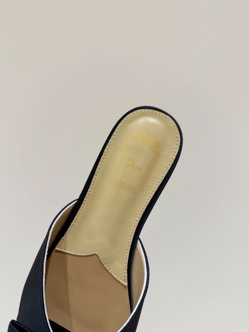Dior Sandals | Dior Black Satin Bow Square Toe Slide Sandals - Picture 5 of 7